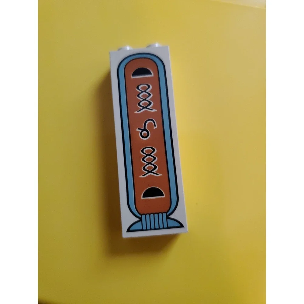 Lego Part Tan‎ Brick 1 x 2 x 5 Hieroglyphs &Lion On Bottom (Printed) Adventurers